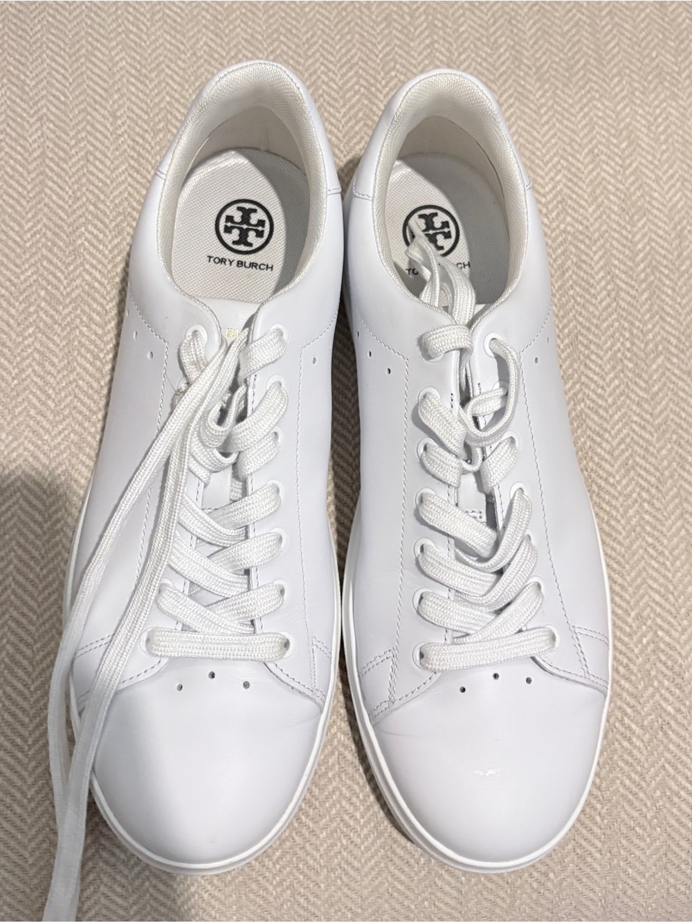 Tory Burch Men's White Leather Low-Top Sneakers